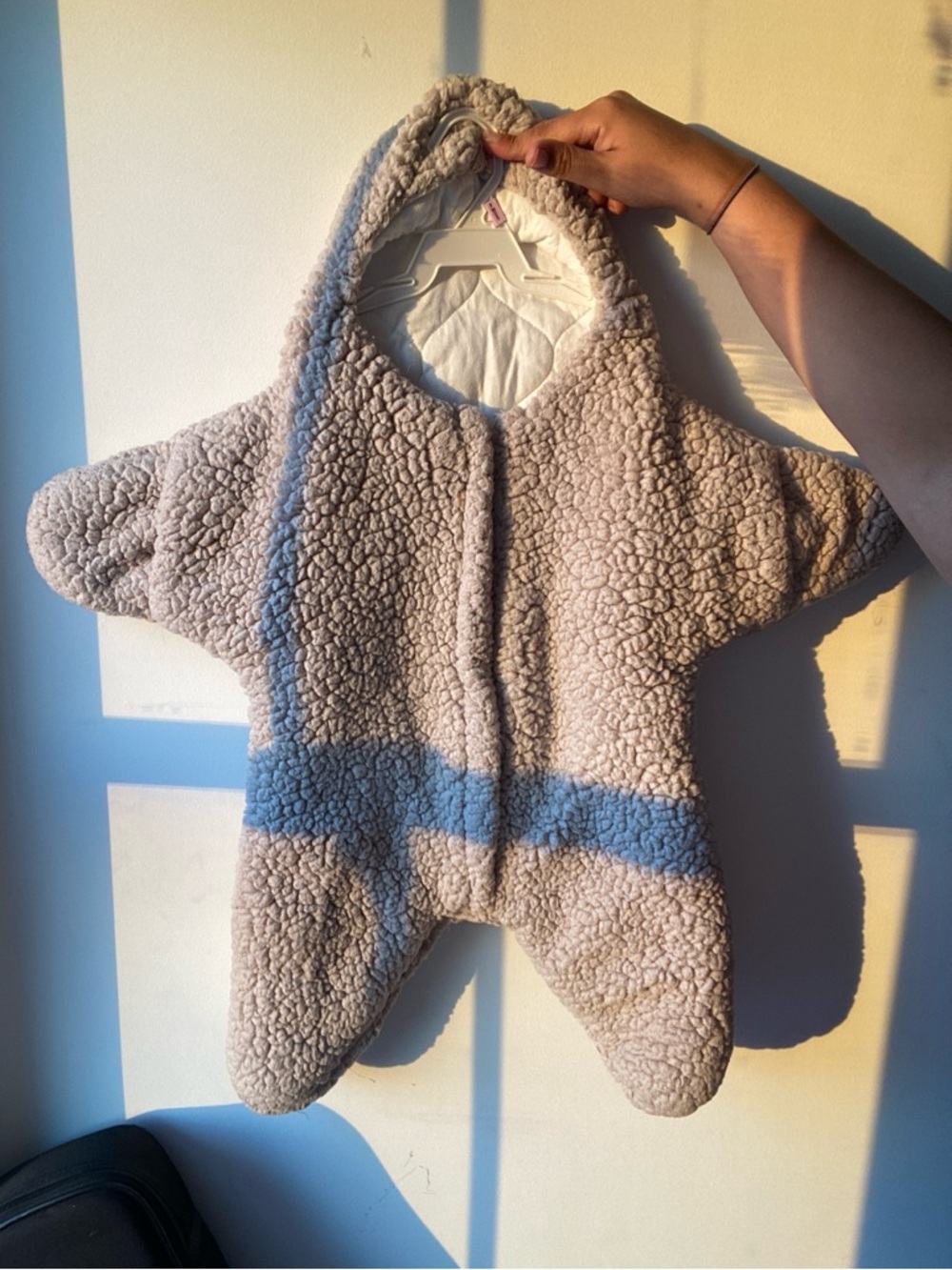 Plush sherpa star shaped baby bunting